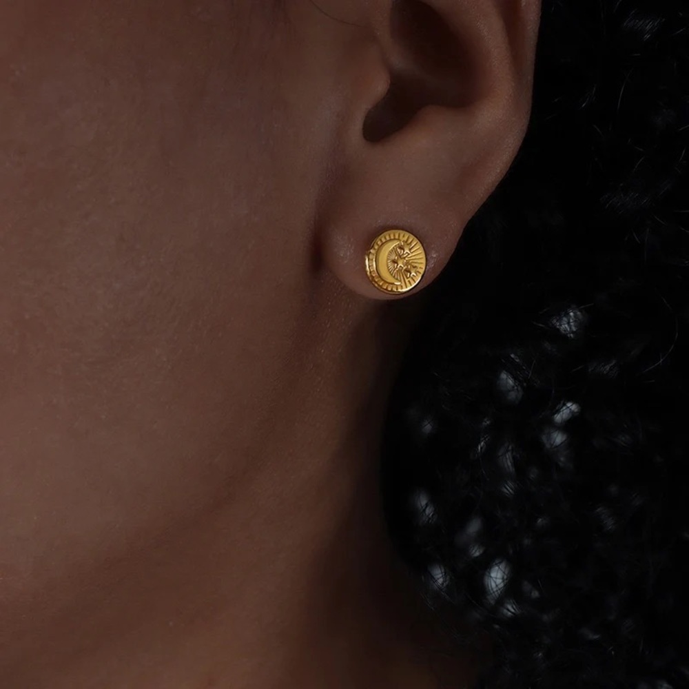 18K Gold Plated Starry Moon Stud Earrings*Astrology Star*Horoscope*Studs*ML